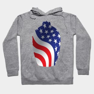 Big Green Egg design with American Flag Overlay Hoodie